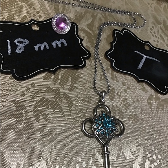 Fashion necklace long key bling 18mm snap on - Picture 4 of 5